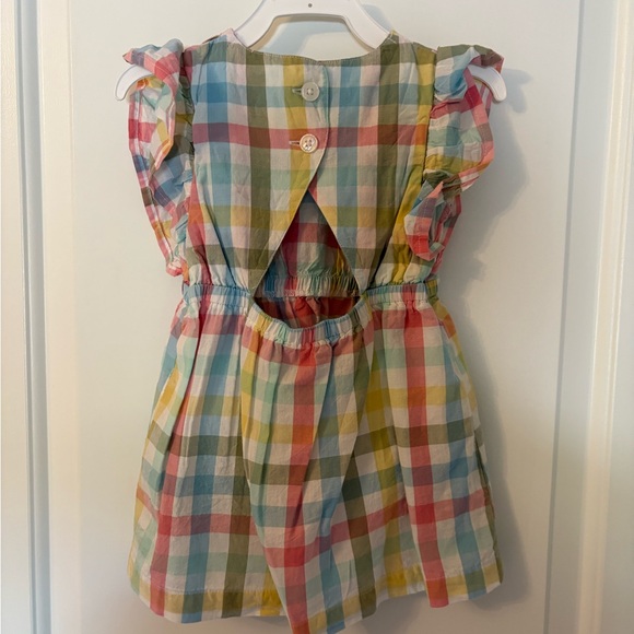 Colorful Plaid Ruffle Sleeve Dress - Picture 2 of 3